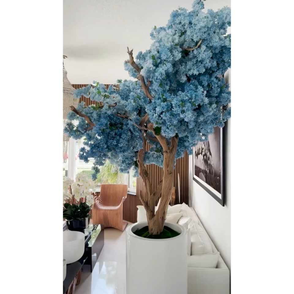 Matte White St. Tropez Vase with Blue Cherry Blossom Release